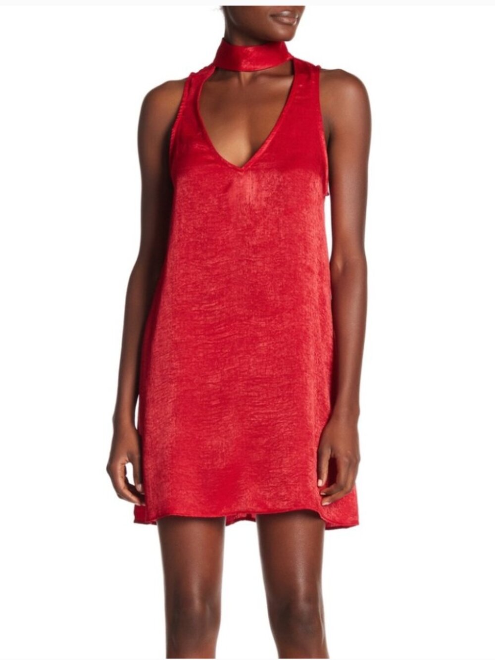 Show Me Your MuMu Friday Choker Mini Dress in Red Satin